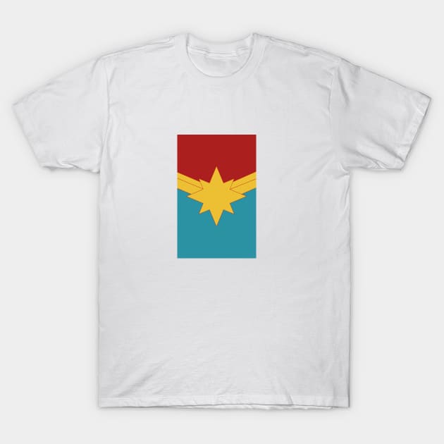 Gold Star with red and blue background T-Shirt by CaptainMarvelMerch